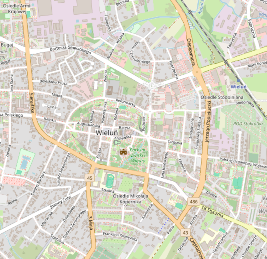 Wieluńskie ulice na mapie Wielunia